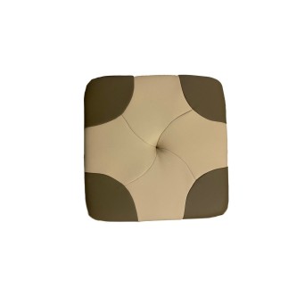 Pouf en cuir de luxe - belle qualité- cuir épais - beige et taupe- VISTA