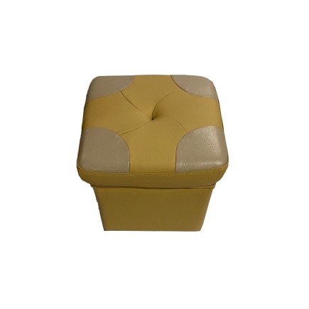 Pouf en cuir de luxe - belle qualité- cuir épais - beige et moutarde - VISTA