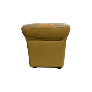 Pouf en cuir de luxe - belle qualité- cuir épais - beige et moutarde - VISTA