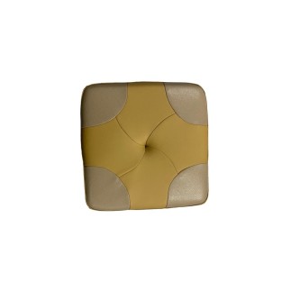 Pouf en cuir de luxe - belle qualité- cuir épais - beige et moutarde - VISTA