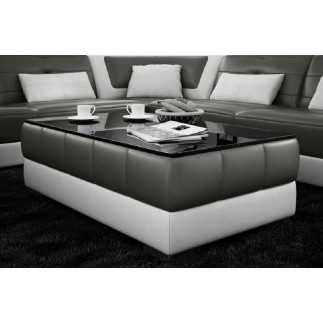 Table basse design ZEINA, gris foncé et blanc.