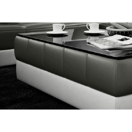 Table basse design ZEINA, gris foncé et blanc.