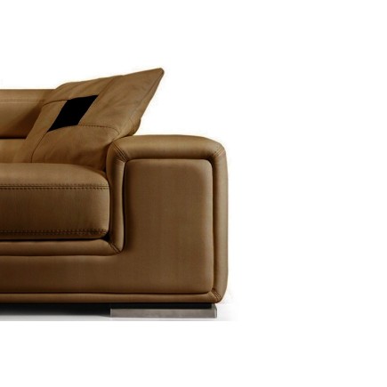 Ensemble GENEVA 2 pièces: canapé 3 places + 2 places en cuir luxe italien vachette, marron