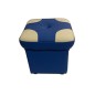 Pouf en cuir de luxe - belle qualité - cuir épais - bleu ét écru - VISTA