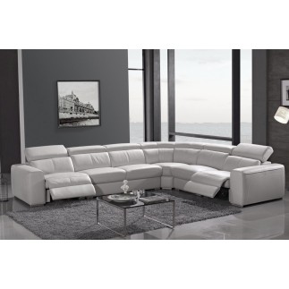 Canapé d'angle double relax électrique en cuir de buffle italien de luxe 7/8 places BESTRELAX, blanc uni, angle droit,