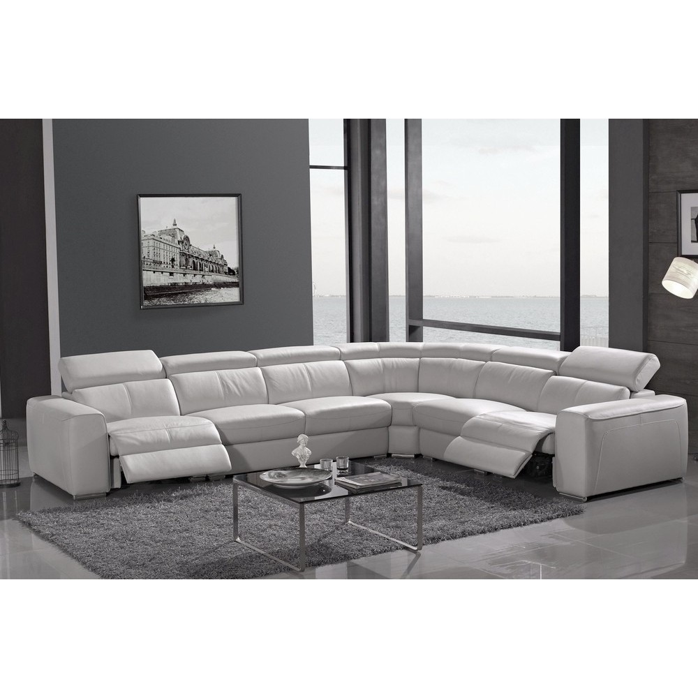 Canapé d'angle double relax électrique en cuir de buffle italien de luxe 7/8 places BESTRELAX, blanc uni, angle droit, Blanc cas