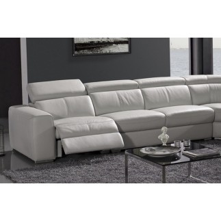 Canapé d'angle double relax électrique en cuir de buffle italien de luxe 7/8 places BESTRELAX, blanc uni, angle droit,