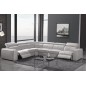 - Canapé d'angle double relax électrique en cuir de buffle italien de luxe 7/8 places BESTRELAX, blanc uni, angle gauche, TABLE
