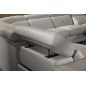 - Canapé d'angle double relax électrique en cuir de buffle italien de luxe 7/8 places BESTRELAX, blanc uni, angle gauche, TABLE