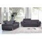 Ensemble Canapé 3 places et 2 places et fauteuil 1 place en cuir italien buffle ITALINA, noir avec surpiqure blanche