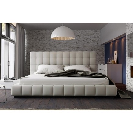 Lit design en cuir italien de luxe SILVER, gris clair, 180x200