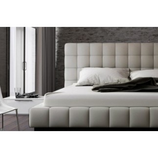 Lit design en cuir italien de luxe SILVER, gris clair, 180x200