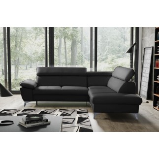 2eme PAIEMENT DE LA COMMANDE/ Canapé d'angle convertible en cuir italien de luxe 5 places warren ii, avec coffre, noir, angle dr