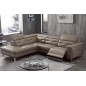 Canapé d'angle avec un relax électrique en cuir de buffle italien de luxe 6 places REVOLAX moka, angle gauche