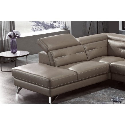 Canapé d'angle avec un relax électrique en cuir de buffle italien de luxe 6 places REVOLAX moka, angle gauche