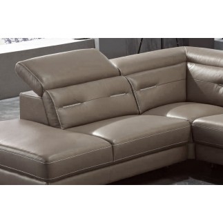 Canapé d'angle avec un relax électrique en cuir de buffle italien de luxe 6 places REVOLAX moka, angle gauche