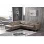 Canapé d'angle avec un relax électrique en cuir de buffle italien de luxe 6 places REVOLAX moka, angle gauche