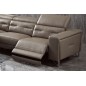 Canapé d'angle avec un relax électrique en cuir de buffle italien de luxe 6 places REVOLAX moka, angle gauche, AVEC POUF