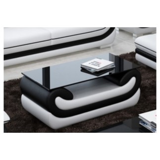 Superbe table basse CANDIDE, noir et blanc