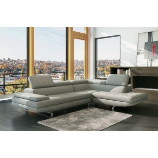 2eme paiement de la commande: Canapé d'angle en cuir italien 6 places BIRKIN, gris clair. angle droit (vu de face), 6x sans frai