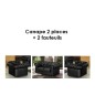Ensemble 2+1+1, canapé 2 places et 2 fauteuils 1 place, en cuir luxe italien CHESTERFIELD, noir