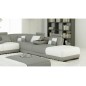 Canapé d'angle en cuir italien 7/8 places ELIXIR, gris clair et blanc, angle droit (vu de face), 1 pouf inclus, table offerte