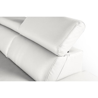Canapé d'angle en 100% tout cuir épais de luxe italien, 5/6 places KASINI, blanc cassé, angle droit