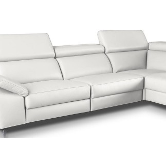 Canapé d'angle en 100% tout cuir épais de luxe italien, 5/6 places KASINI, blanc cassé, angle droit