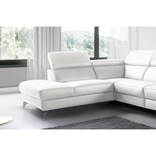 - Canapé d'angle en 100% tout cuir épais de luxe italien, 5/6 places KASINI, blanc cassé, angle gauche