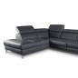 Canapé d'angle en 100% tout cuir épais de luxe italien, 5/6 places KASINI, anthracite, angle gauche