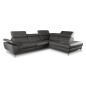 Canapé d'angle en 100% tout cuir épais de luxe italien, 5/6 places KASINI, anthracite, angle droit