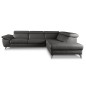 Canapé d'angle en 100% tout cuir épais de luxe italien, 5/6 places KASINI, anthracite, angle droit