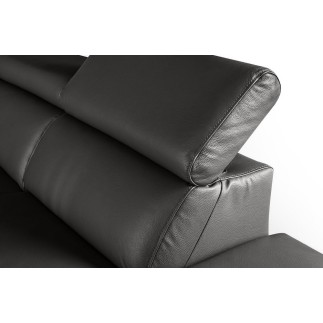 Canapé d'angle en 100% tout cuir épais de luxe italien, 5/6 places KASINI, anthracite, angle droit
