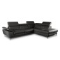Canapé d'angle en 100% tout cuir épais de luxe italien, 5/6 places KASINI, noir, angle droit