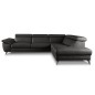 Canapé d'angle en 100% tout cuir épais de luxe italien, 5/6 places KASINI, noir, angle droit