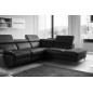 Canapé d'angle en 100% tout cuir épais de luxe italien, 5/6 places KASINI, noir, angle droit