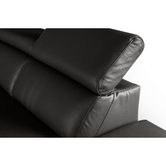 Canapé d'angle en 100% tout cuir épais de luxe italien, 5/6 places KASINI, noir, angle droit