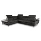 Canapé d'angle en 100% tout cuir épais de luxe italien, 5/6 places KASINI, noir, angle gauche