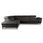 Canapé d'angle en 100% tout cuir épais de luxe italien, 5/6 places KASINI, noir, angle gauche
