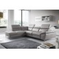 Canapé d'angle en 100% tout cuir épais de luxe italien, 5/6 places KASINI, gris, angle gauche