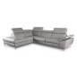 Canapé d'angle en 100% tout cuir épais de luxe italien, 5/6 places KASINI, gris, angle gauche