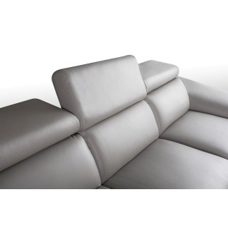 Canapé d'angle en 100% tout cuir épais de luxe italien, 5/6 places KASINI, gris, angle gauche