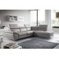 Canapé d'angle en 100% tout cuir épais de luxe italien, 5/6 places KASINI, gris, angle droit