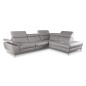 Canapé d'angle en 100% tout cuir épais de luxe italien, 5/6 places KASINI, gris, angle droit