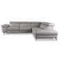 Canapé d'angle en 100% tout cuir épais de luxe italien, 5/6 places KASINI, gris, angle droit
