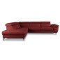 Canapé d'angle en 100% tout cuir épais de luxe italien, 5/6 places KASINI, rouge bordeaux, angle gauche