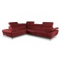 Canapé d'angle en 100% tout cuir épais de luxe italien, 5/6 places KASINI, rouge bordeaux, angle gauche
