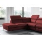 Canapé d'angle en 100% tout cuir épais de luxe italien, 5/6 places KASINI, rouge bordeaux, angle gauche
