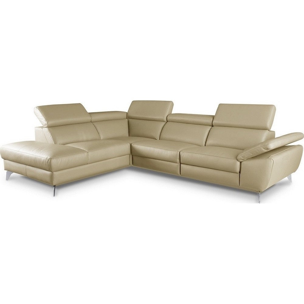 Canapé d'angle en 100% tout cuir épais de luxe italien, 5/6 places KASINI, beige, angle gauche
