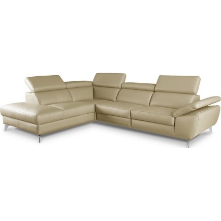 Canapé d'angle en 100% tout cuir épais de luxe italien, 5/6 places KASINI, beige, angle gauche